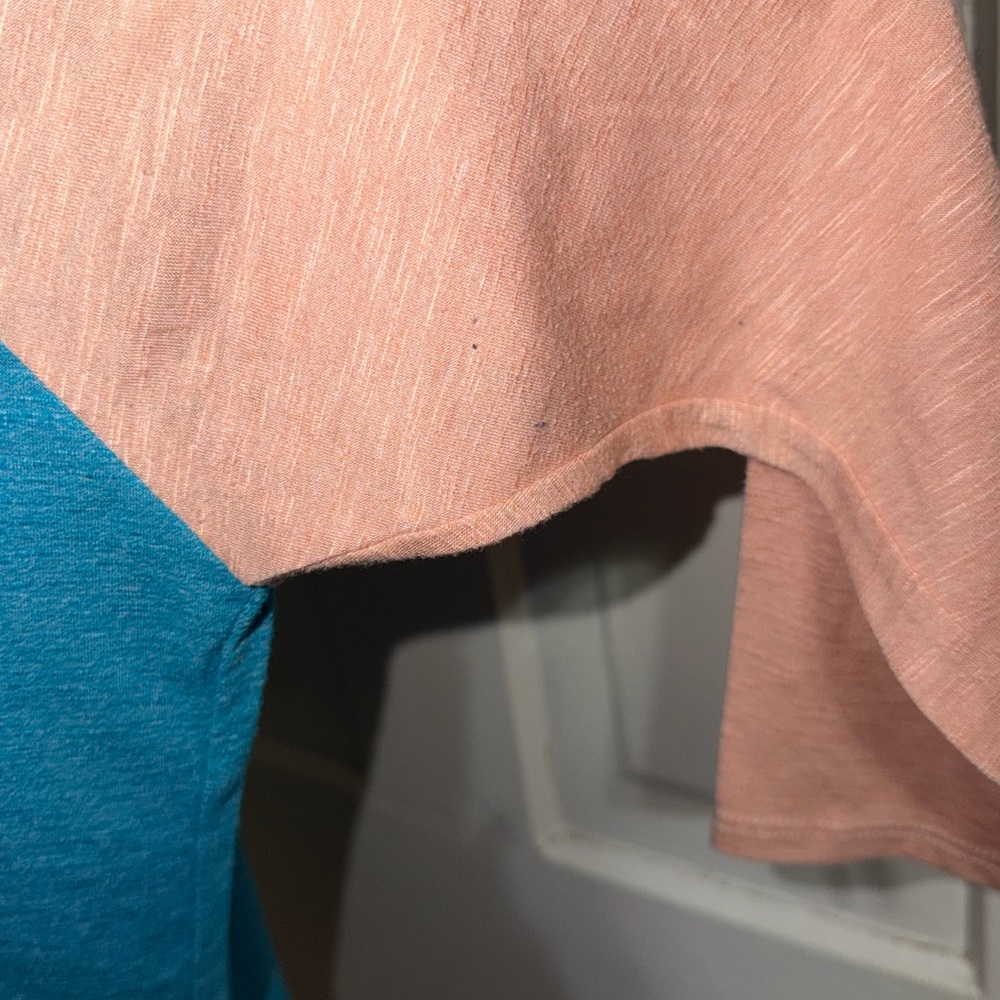 Women's size medium LuLaRoe Teal and Peach Long Sleeve Raglan Top, shirt, blouse - Picture 6 of 6